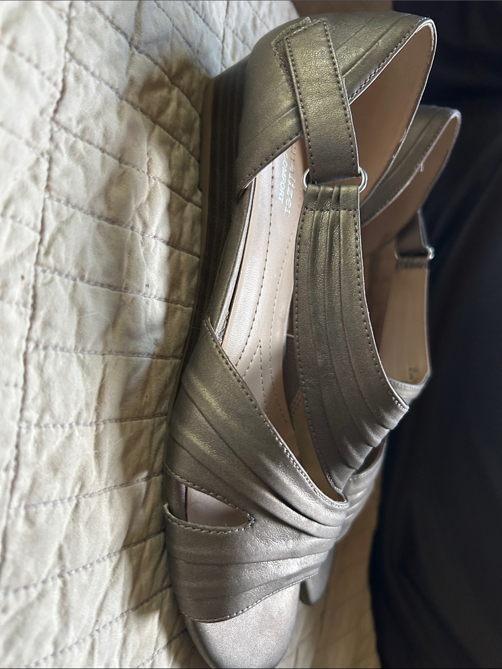 Naturalizer Silver Metallic Ankle-Strap Wedge sandals. - Picture 5 of 5